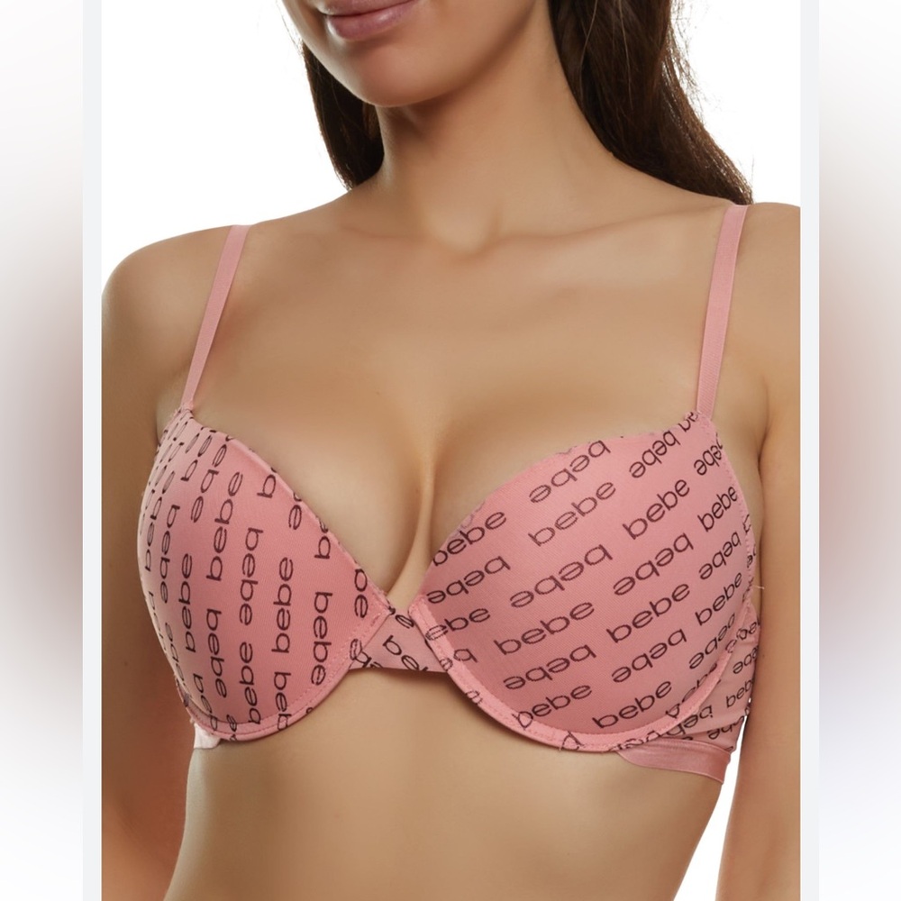 Bebe pink logo Push up bra